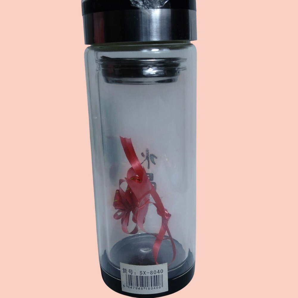 Double Glass 16 FL oz Tumbler with Tea Infuser Double Wall, New No Box
